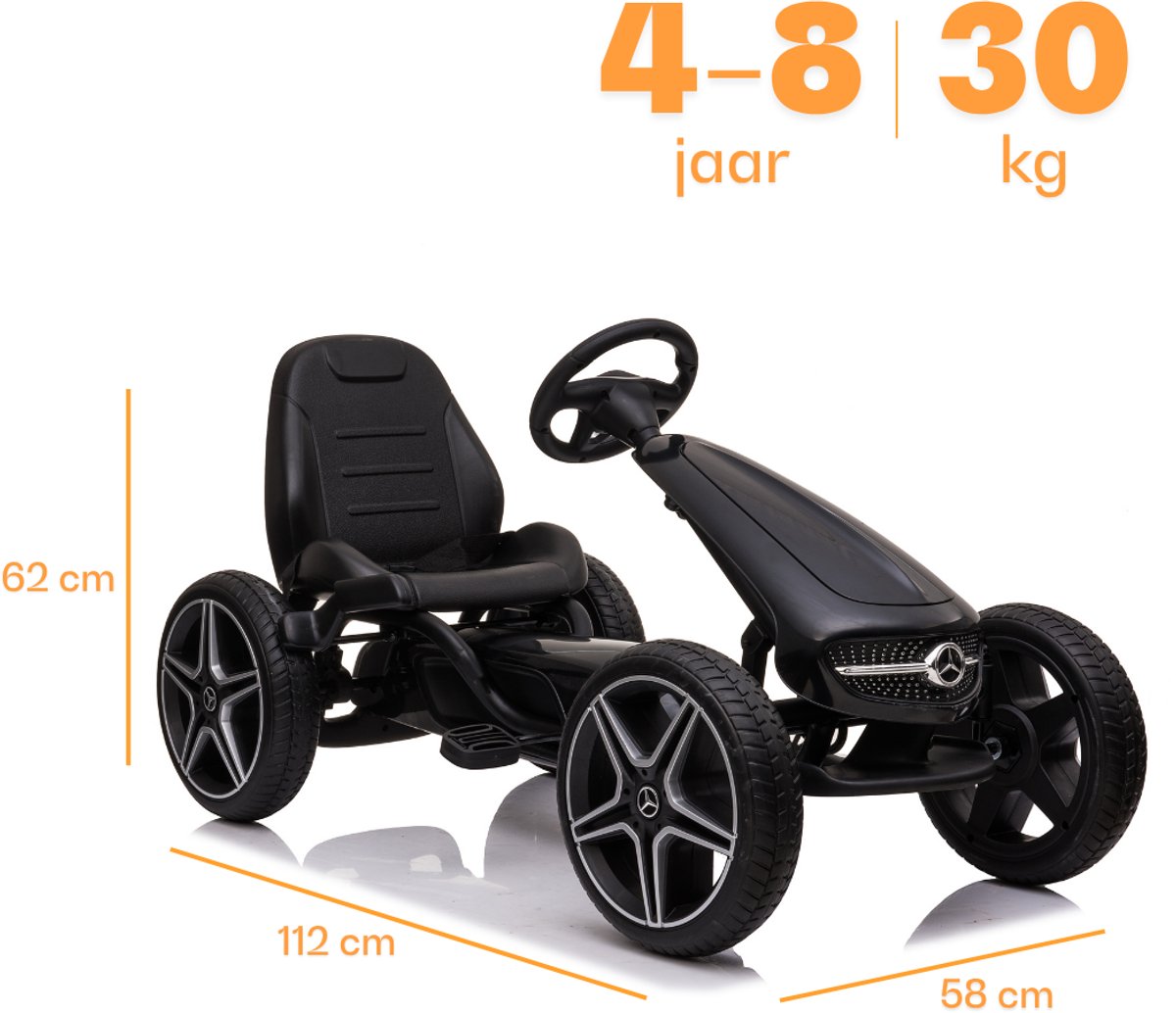 Mercedes Skelter 3 tot 7 jaar – Officieel Gelicentieerde Go Kart met Lederen Zitje & Claxon – Kindervoertuig met Verstelbaar Zadel, EVA-Wielen & Handrem – Zwart — afbeelding 5