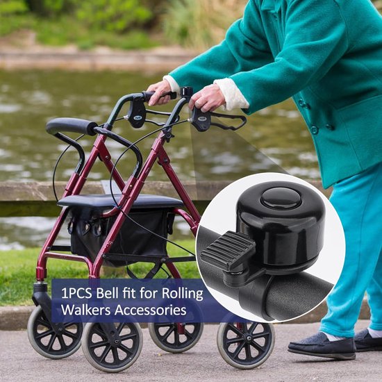 2 Stucks Aluminium Bel voor Rollators, Rollators, Babyfietsen en Sportrolstoelen - Vervangingsonderdeel - Luid en Melodieus Geluid — afbeelding 3