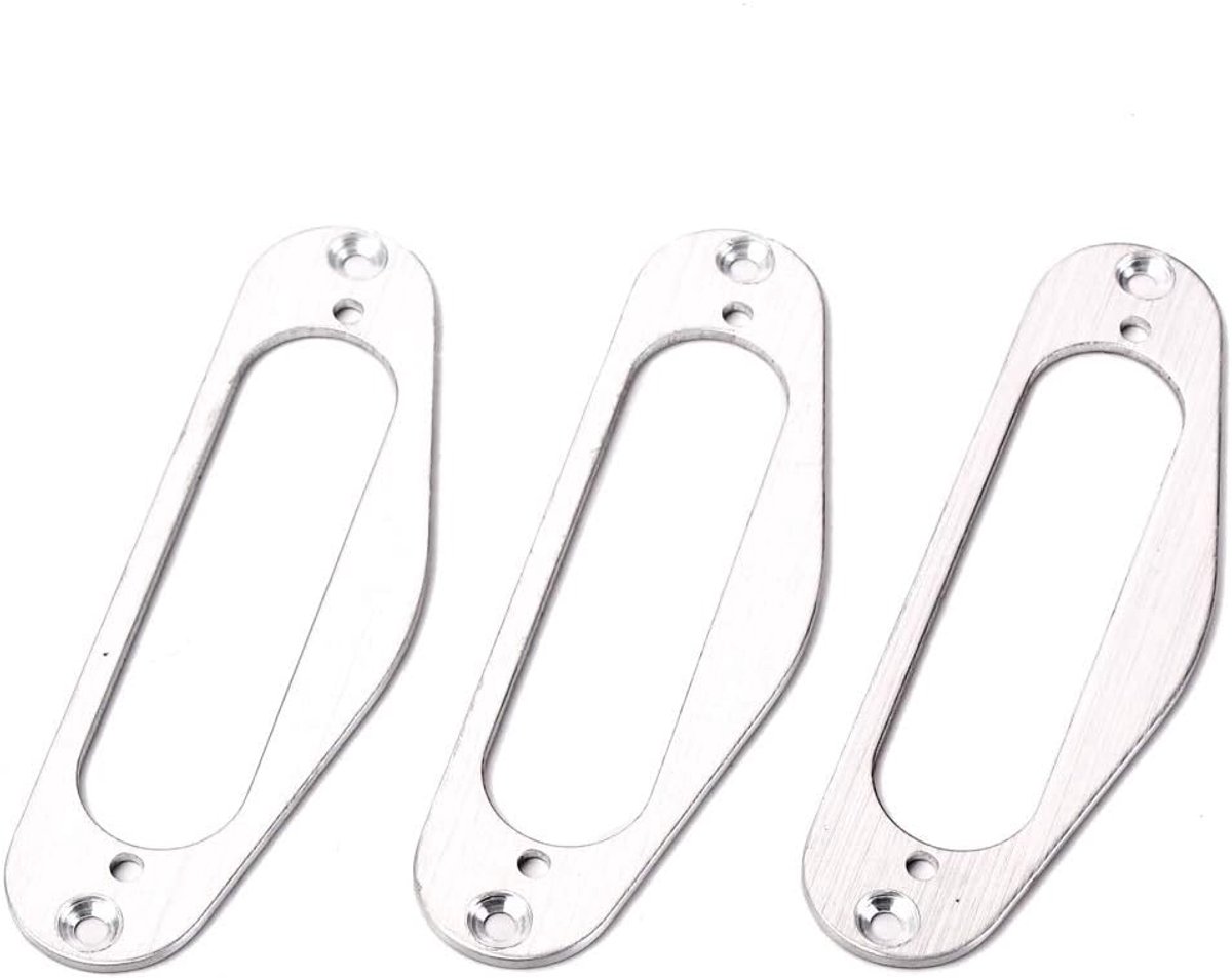 3 Stks Metalen Single Coil Pickup Surround Plate Montagering voor Gitaar, Zilver