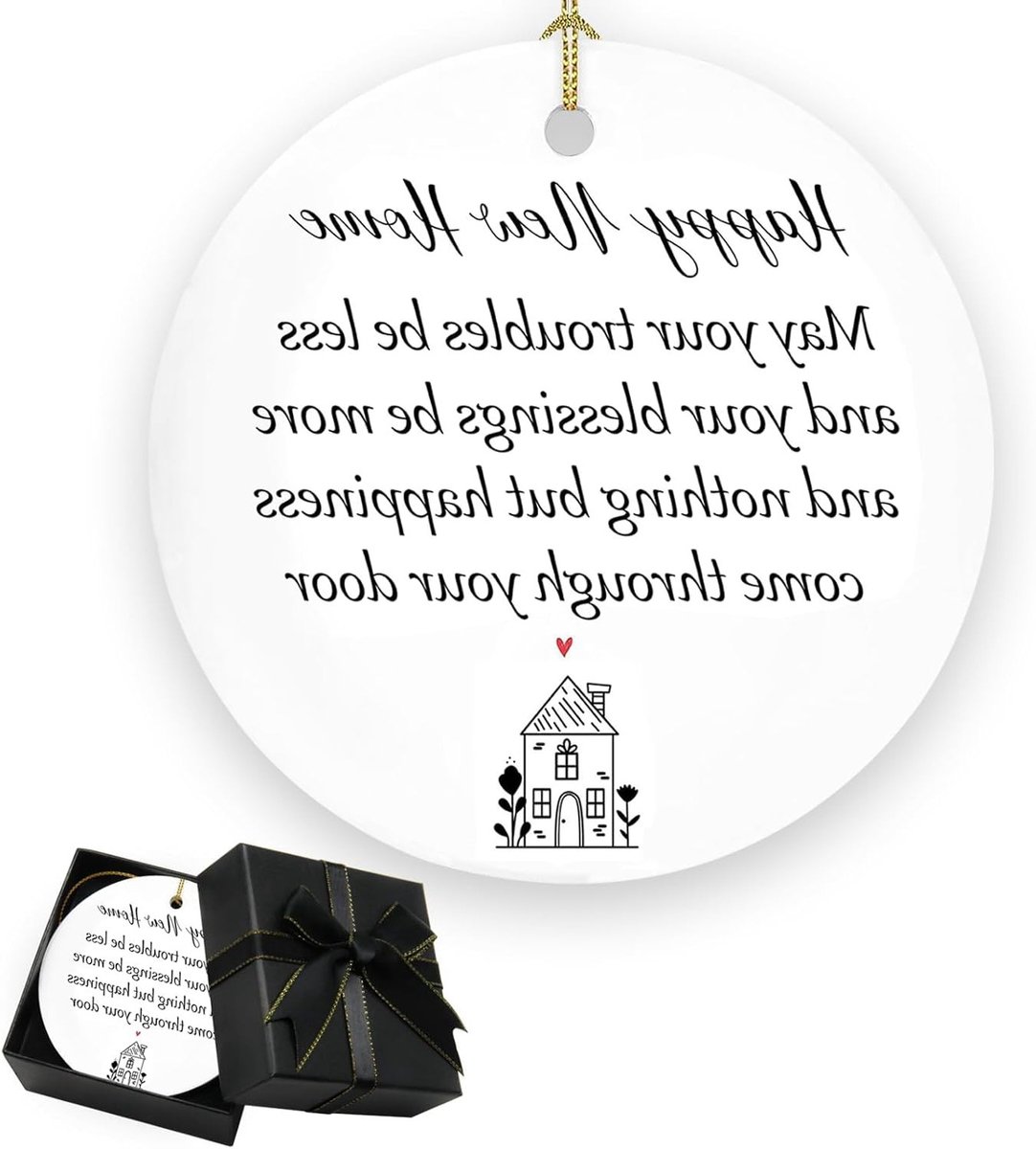 Unieke ronde keramische ornamenten voor nieuwe huizen - Perfecte cadeaus voor huisverwarming en decoratie, inclusief geschenkdoos