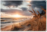 Affiche de jardin - Toile de jardin - Posters de jardin extérieur - Plage - Dunes - Mer - Sable - Marram - 120x80 cm - Jardin