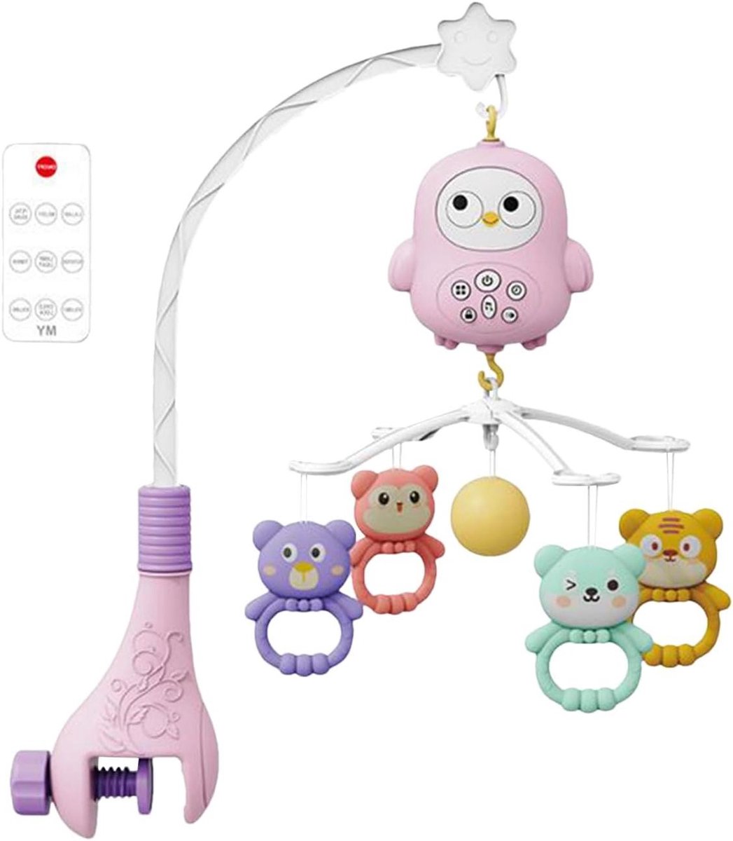 Baby Mobiel - Wiegmobiel Speelgoed - Baby Kalmeren - Muziek Gesynchroniseerd - 40x25x48cm - Pink