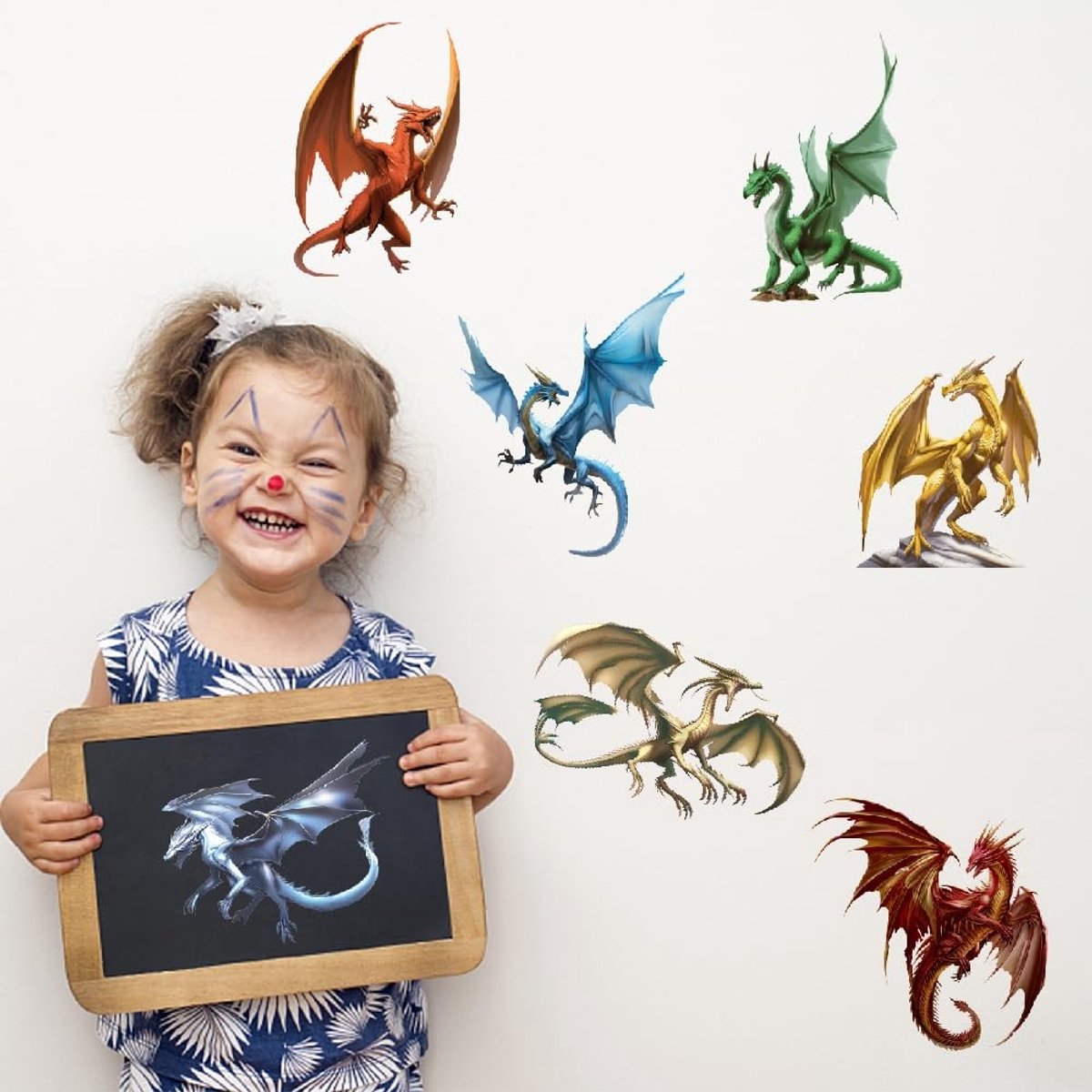Dailygoody - Draak Muursticker - 3D Muurdecoratie - 15 Stuks - Realistische Dinosaurus - Kinderkamer Decoratie - Peel en Stick Muurstickers