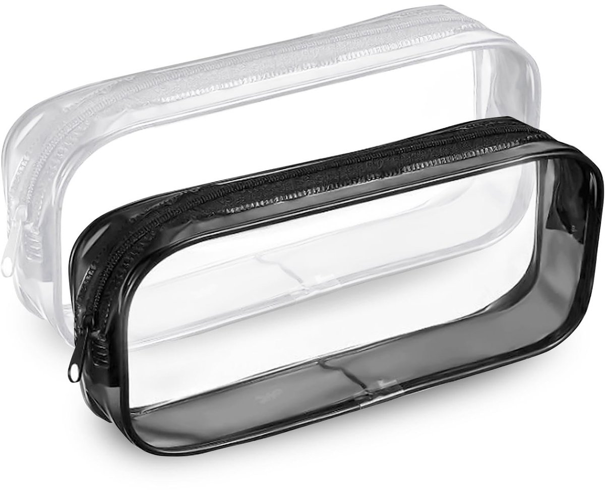 Dailygoody - Doorzichtige etui - Make-up reistas - Multifunctionele organizer - Wit zwart - Schoolbenodigdheden - Geschikt voor studenten en volw