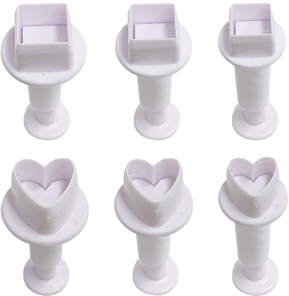 Dailygoody - Uitsteekvormen - Hart en vierkant - Mini-bakvormen - Wit - Koekjesvormen - Perfect voor bakken - 6 stuks