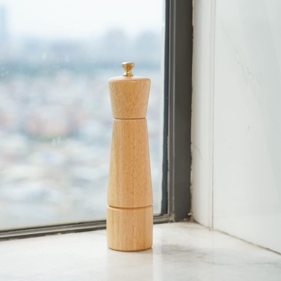Verstelbare Zoutmolen met Keramisch Maalsysteem van Rubberhout - 22 cm Hoog, Onderkant DIA: 5,5 cm, Perfect voor Keuken en Tafeldecoratie van Merkloos — afbeelding 4