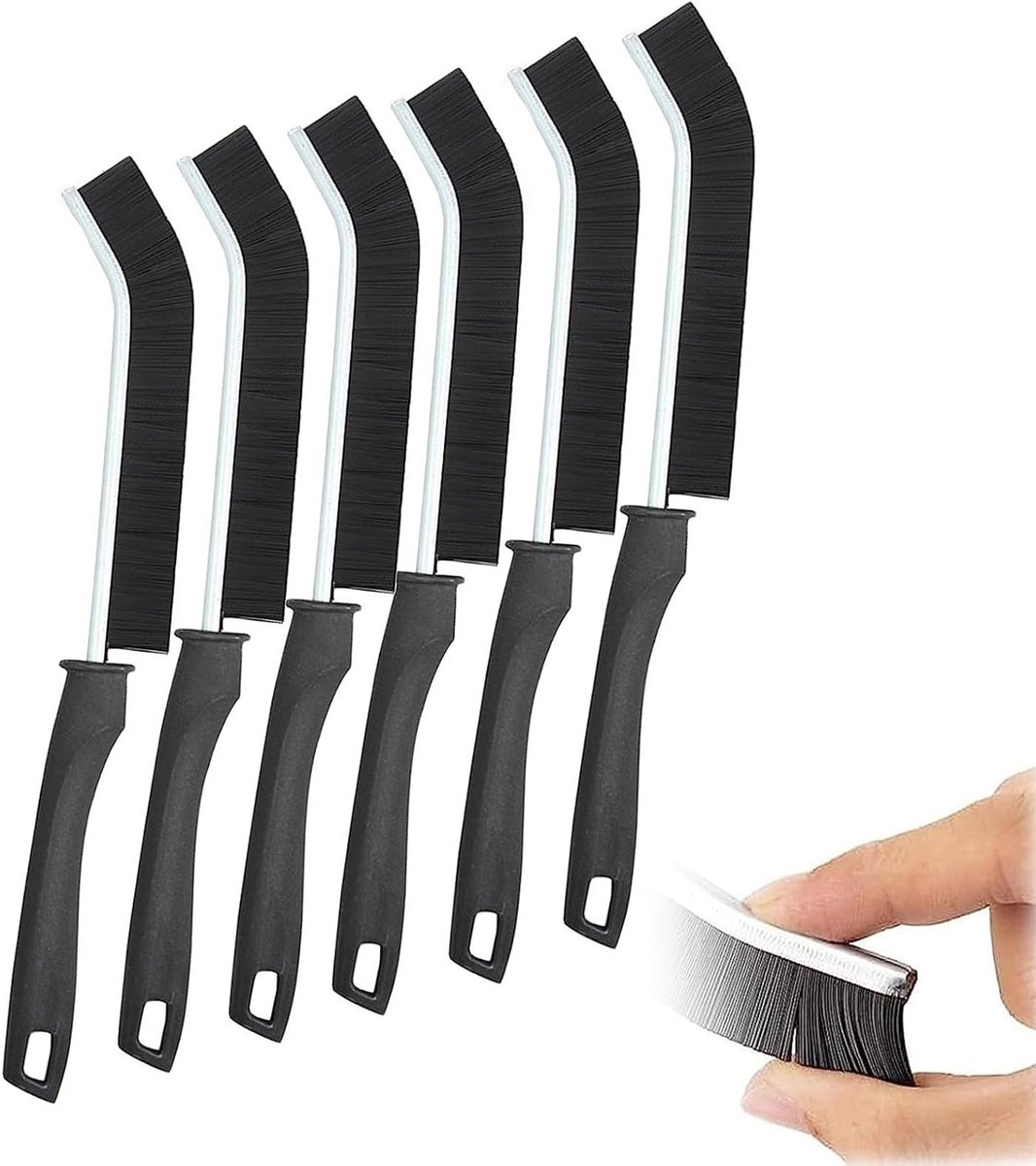 Efficiënte Schoonmaakborstel voor Kieren en Groeven, Handheld Borstelset voor Tegels, Badkamer en Keuken (6 Stuks)