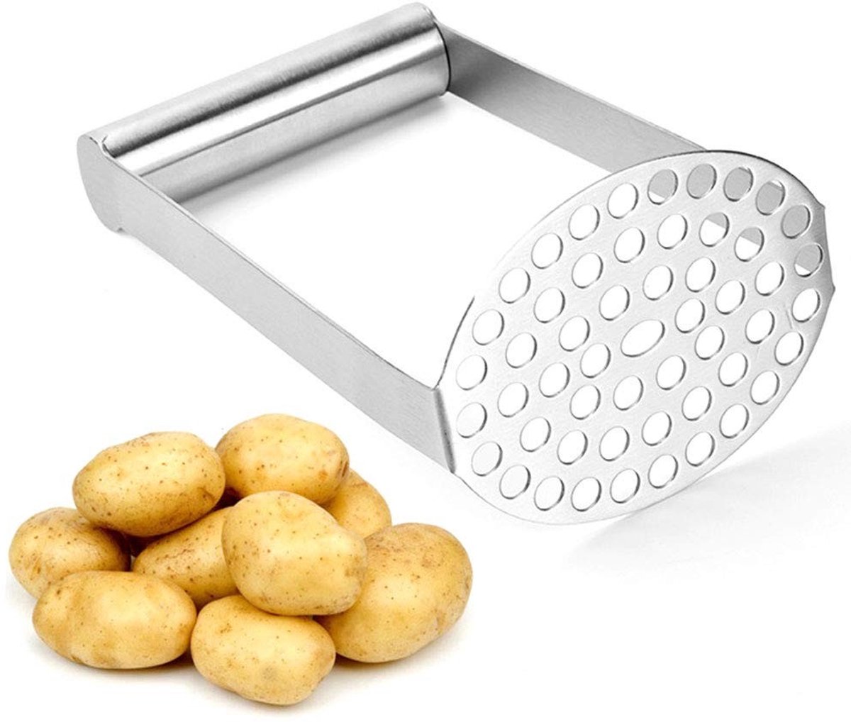 Dailygoody - Roestvrij staal Aardappelstamper - Aardappelpuree maken - Duurzaam en sterk - Geschikt voor groenten en fruit - Vaatwasserbestendig - Ide...