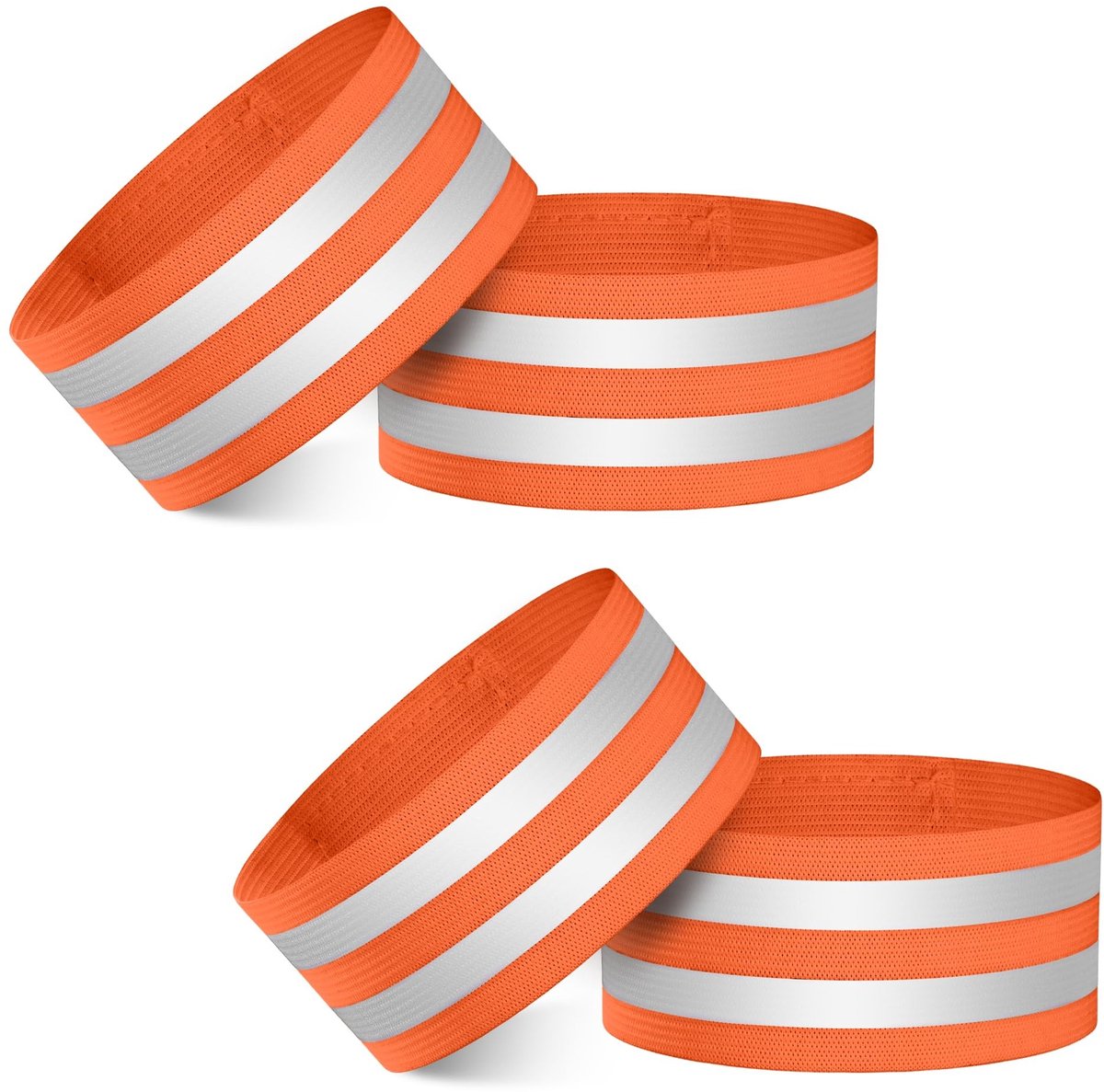Dailygoody - Reflecterende Armbanden - Hoge Zichtbaarheid - Elastisch en Lichtgewicht - Oranje - Veiligheid voor Hardlopen en Fietsen - 4 Stuks