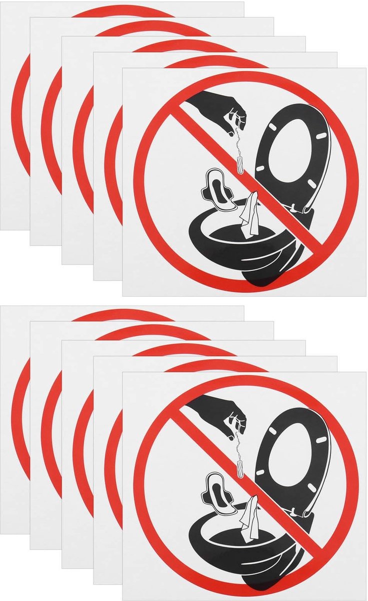 Dailygoody - Toiletpotstickers - Zelfklevend PVC - Waterdicht - 95 x 95 mm - Voor hotels en restaurants - 10 stuks