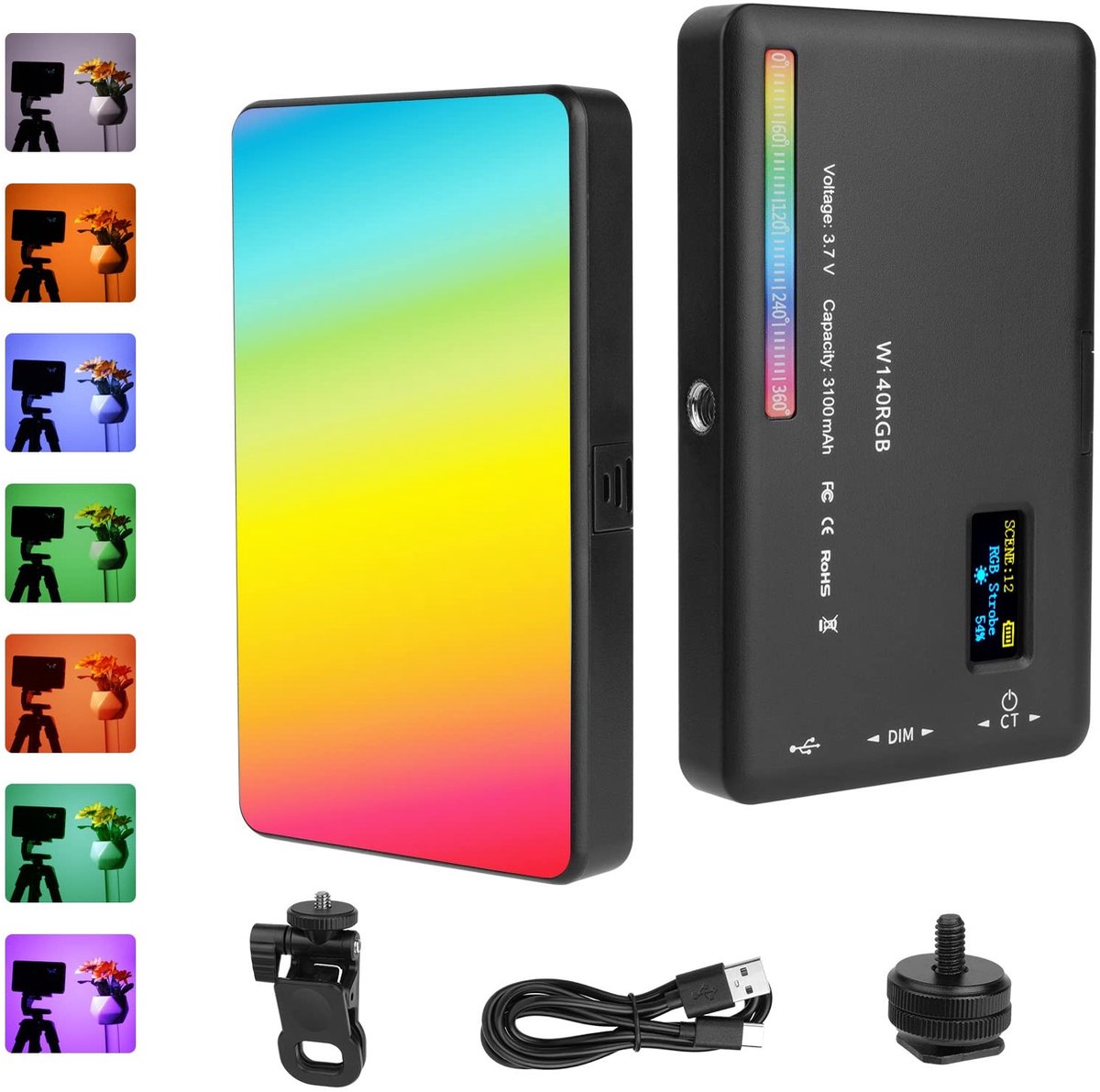 Store_8 - LED-videolamp - Dimbaar - 5 inch - RGB - Fotolicht voor DSLR-camera - Ideaal voor videofotografie - 20 lichteffecten