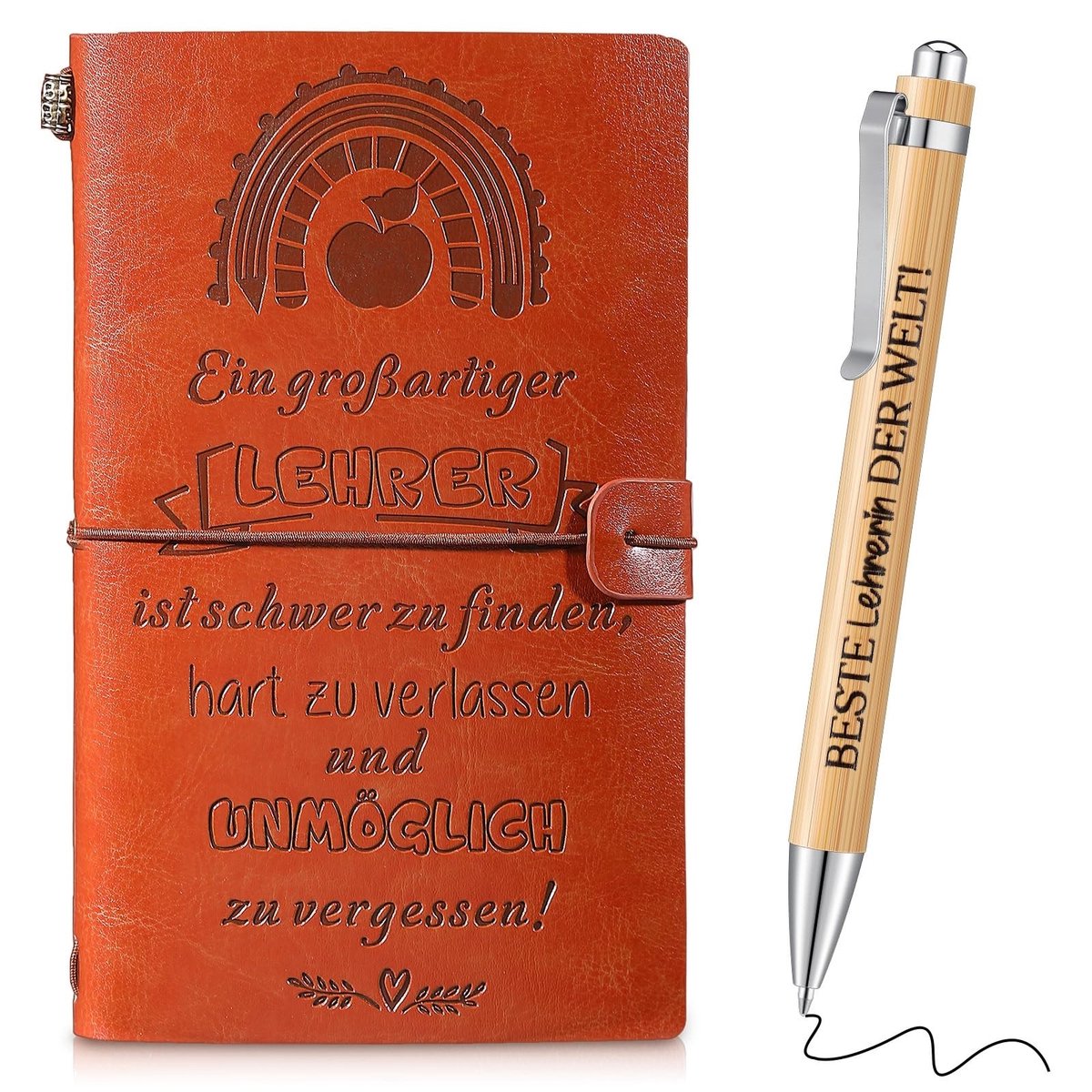 Dailygoody - Lerarencadeauset - Notitieboek en pen - Elegant design - A6 formaat - Afscheids cadeau - Perfect voor leraren - Draagbaar en stijlvol