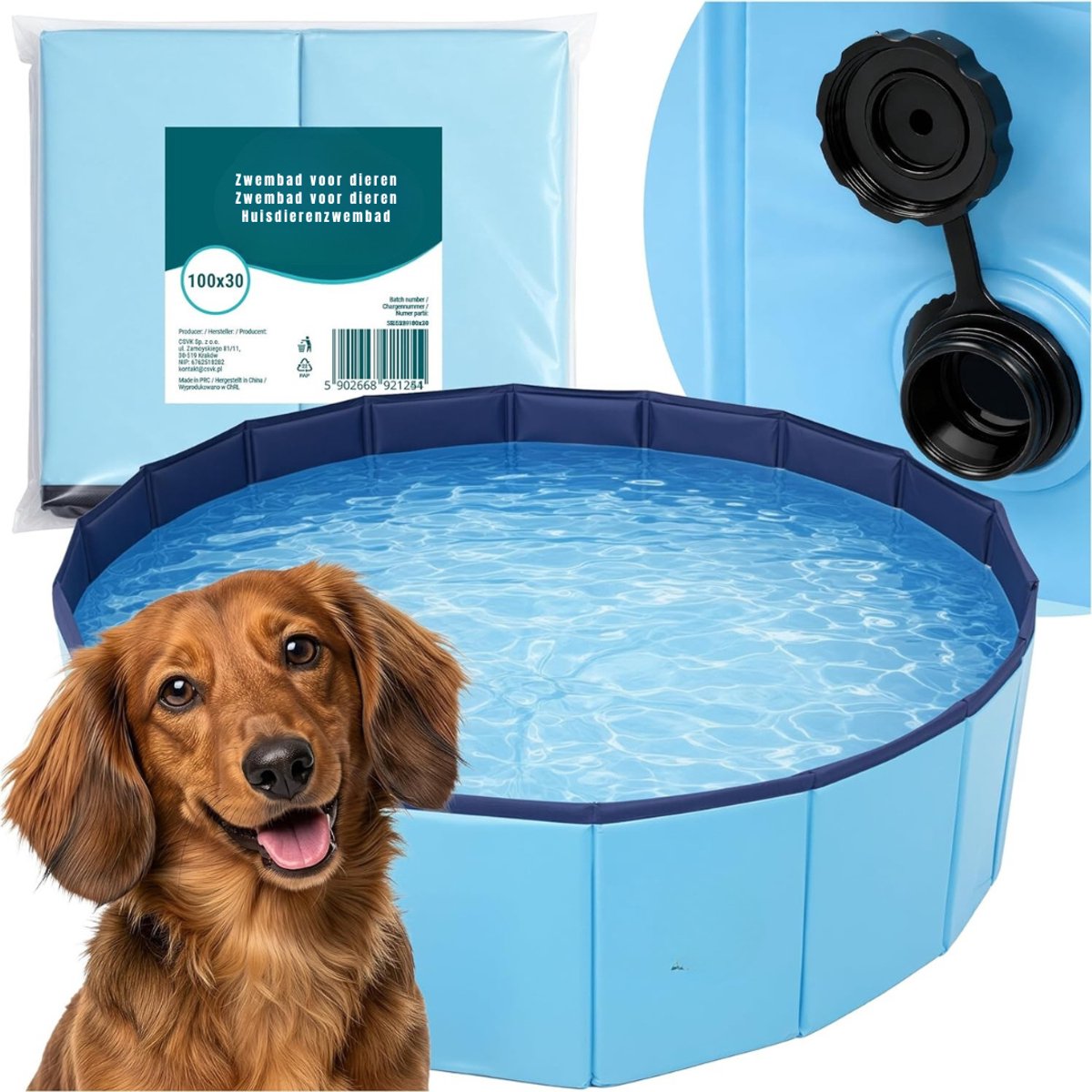 ZMR® Hondenzwembad - Hondenzwembaden - Hondenzwembad Opvouwbaar - Blauw - 100cm x 30cm x 1cm