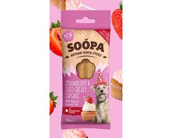 Soopa gezonde Dental Sticks voor honden - Strawberry & Coco Cream Cupcake - Birthday edition