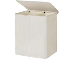DnA® Wasmand 2 Vakken - Wasmand - Wassorteerder - Wit - 63cm x 37cm x 69cm
