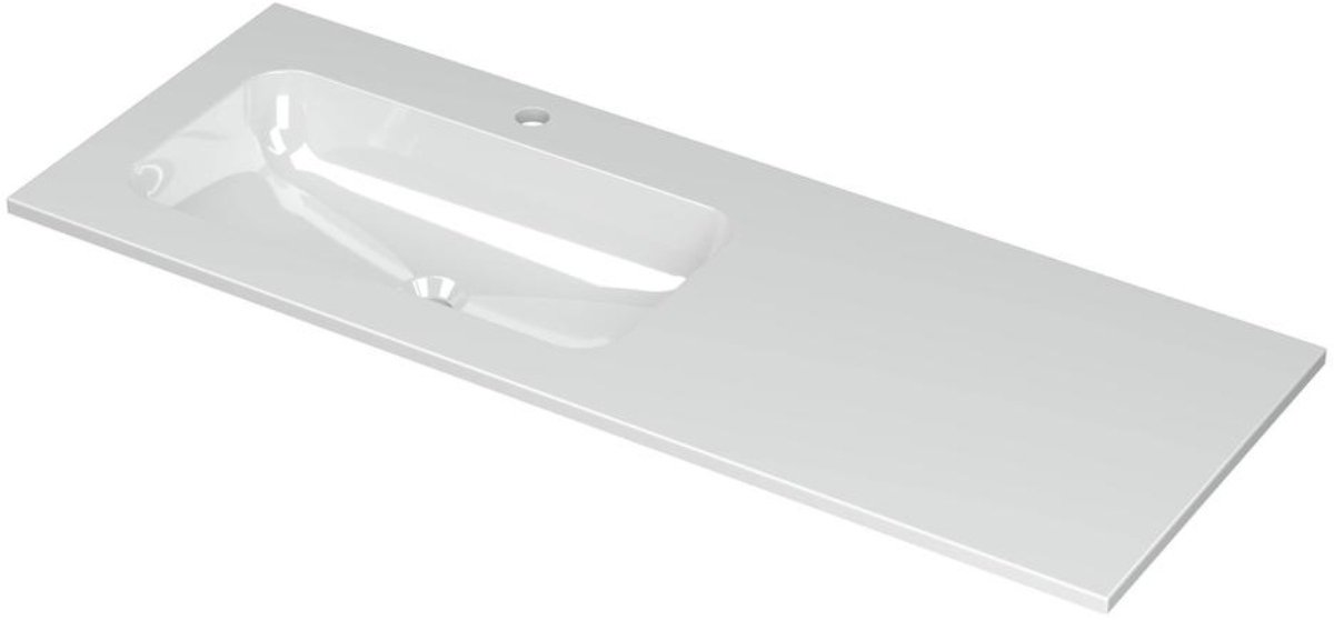 INK Aspekt Wastafel Porselein Links met 1 Kraangat - 1200x450x15 mm - Glans Wit
