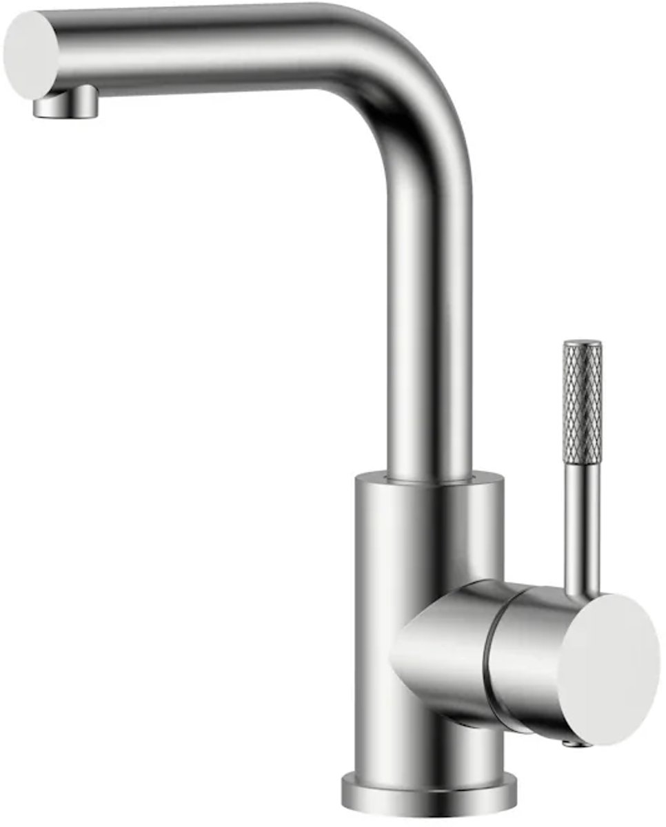 DutchLine - Square S-Grip Wastafelkraan – Geborsteld staal