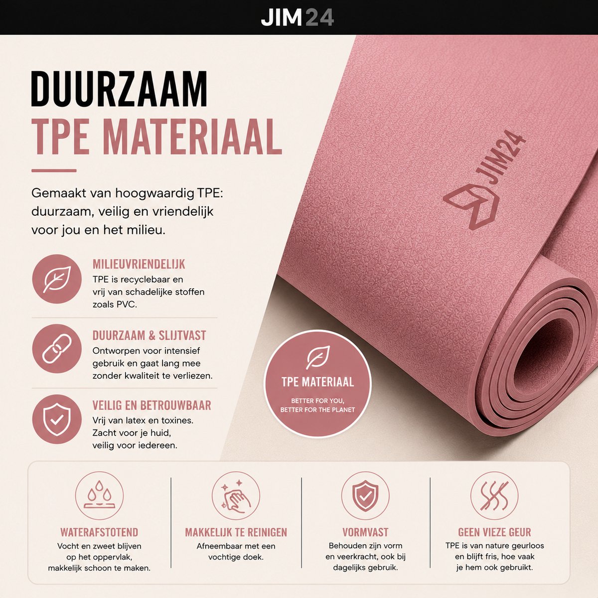 Jim24 Yogamat - Yoga Mat Antislip - Zalmroze thumbnail 6