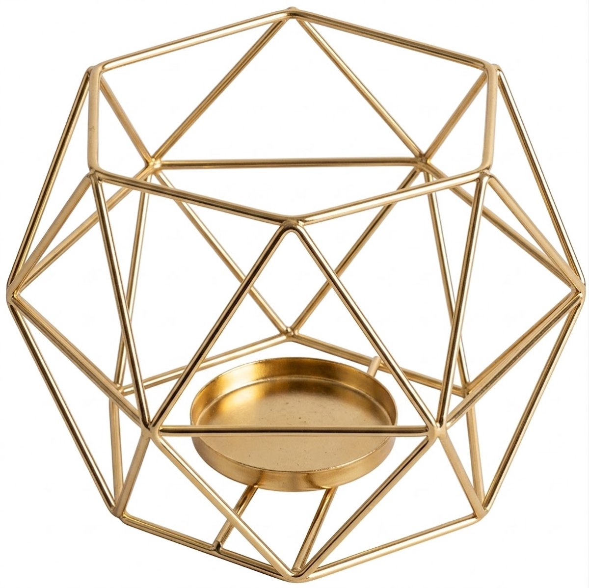 NUVEX Goudkleurig metaal waxinelichthouder geometrisch ster design kaars houder open frame decoratief voor tafel en interieur geschikt voor dames en heren Gouden