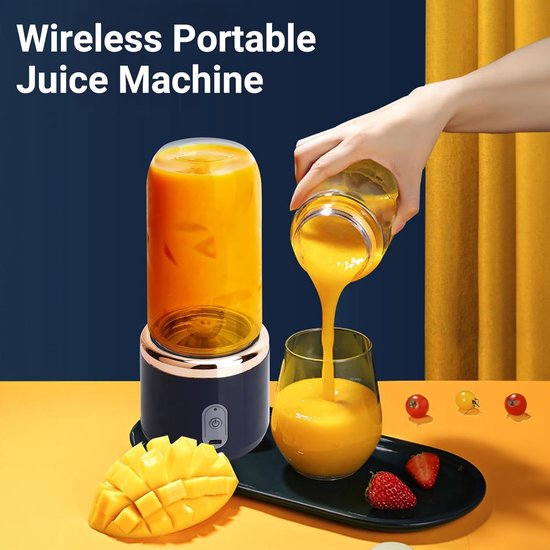 Nieuwe draagbare blender, 400 ml 6 messen sterke kracht mini elektrische sapcentrifuge cup, USB opladen One-key Start draadloze Automotive Travel Fruit Juicer voor shakes en smoothies van Merkloos — afbeelding 5