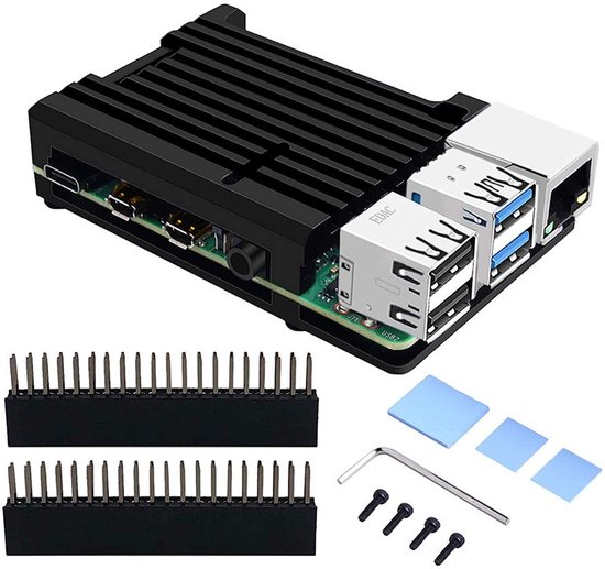 Dailygoody - Raspberry Pi 4 Case - Passive Cooling - Zwart - Aluminium Behuizing - Geschikt voor Raspberry Pi 4B - Raspbe