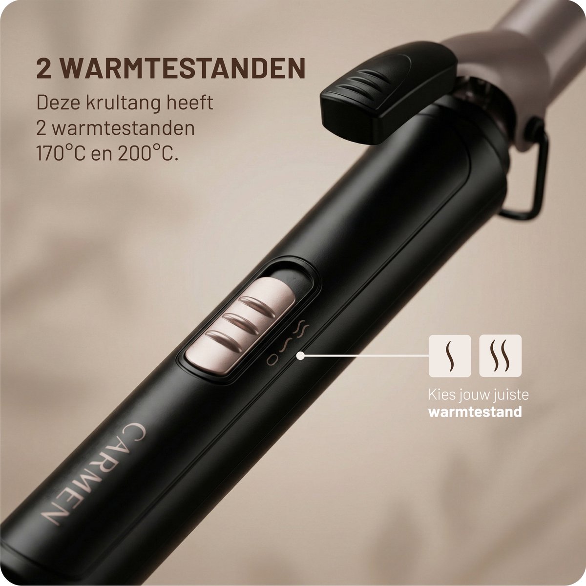 Carmen CCT3220B - Krultang met klem - Haarkruller - Diameter 32 mm - 2 warmtestanden - Keramische coating thumbnail 6