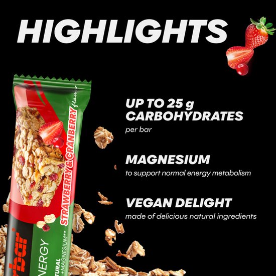 Powerbar Vegan energiereep - Natural Energy Bar - Strawberry & Cranberry 18x40g — afbeelding 3