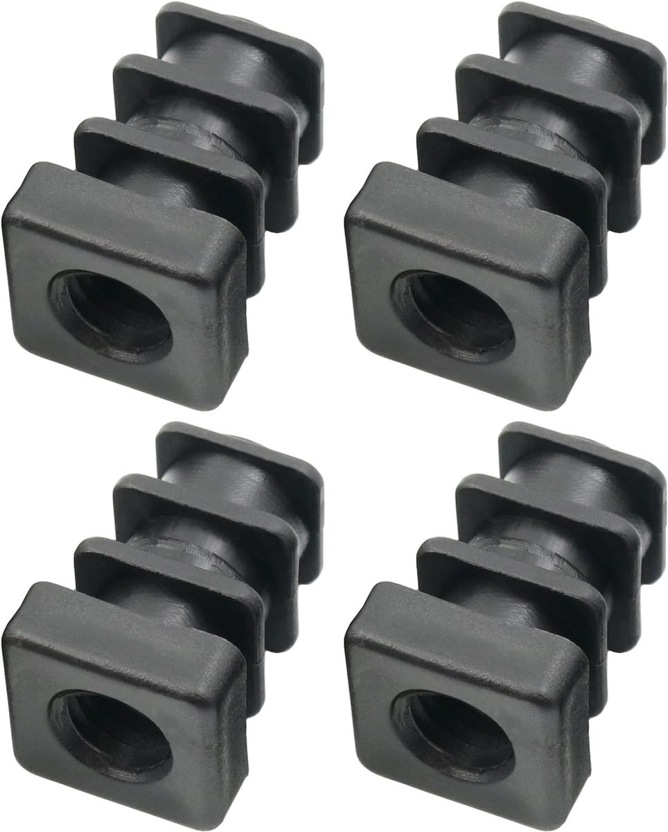 Dailygoody - Schroefdraadstop - 4 x schroefdraadstop voor vierkante buizen - Zwart - 16 x 16 mm - Eenvoudige montage - Geschikt voor wanddikte 1-1,5 m