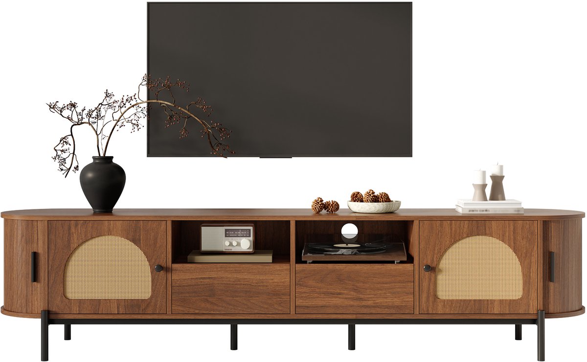 Clruro TV-meubel 140 cm - Mid-Century met Opbergruimte - Houtlook - Eiken