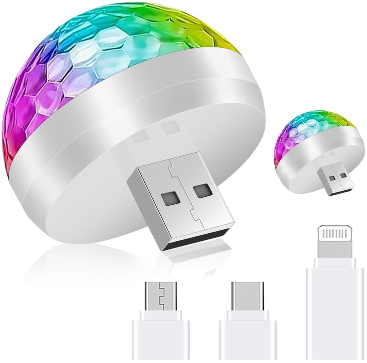 Dailygoody - USB-discolichten - Mini-discolichten 2-pack - Draagbare RGB lichten - Geschikt voor feest en karaoke - 4 kleuren LED verlichting