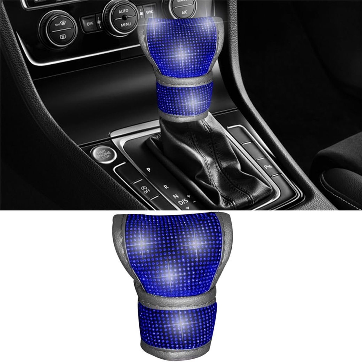 Dailygoody - Versnellingspookknop - Bling Bling Accessoire - Blauw - Auto Decoratie - Universele Versnellingspook Cover - Elegant en stijlvol