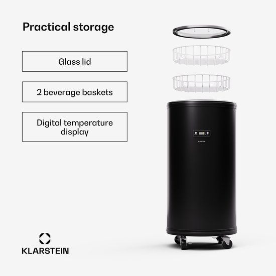 Klarstein Wijnkoeler Mr Barbot koelkast met LED-display, roestvrijstalen koelkast voor binnen en buiten, drankkoelkast, wijnkoelkast, 75 liter koelkast met 360° zicht, 0-16°C - 46 cm - voor Bar - Temperatuurregeling - Wijnklimaatkast van Klarstein — afbeelding 4