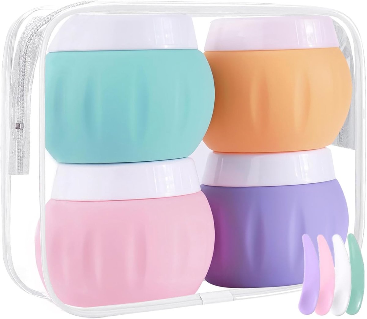 Reisflesjes Set - Navulbare Flesjes - Voor Shampoo en Lotion - Siliconen - Set van 4 - 50ml - Heldere kleurenserie - van Imperatoris