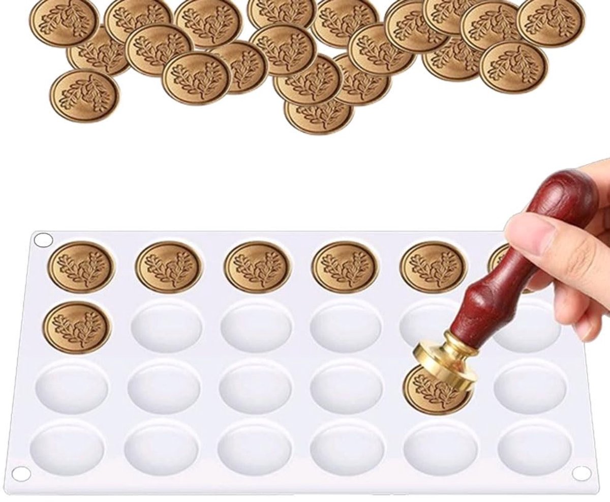 Dailygoody - Siliconenmat voor lakzegelstempel - 24 Siliconenstempelwasvormen - Antiaanbak en gemakkelijk te verwijderen - Geschikt voor ambachtelijk ...