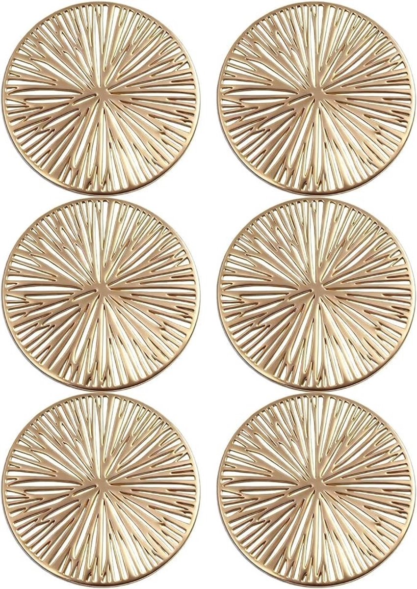 Set van 6 Gouden Ronde Onderzetters - Hittebestendig en Antislip