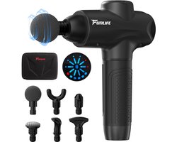 FunLife M6 Massagepistool Zwart - Massage Gun 3200 rpm - 6 Snelheden - 6 Massagekoppen - USB-C Oplaadbaar - Draadloos voor Nek, Rug en Benen