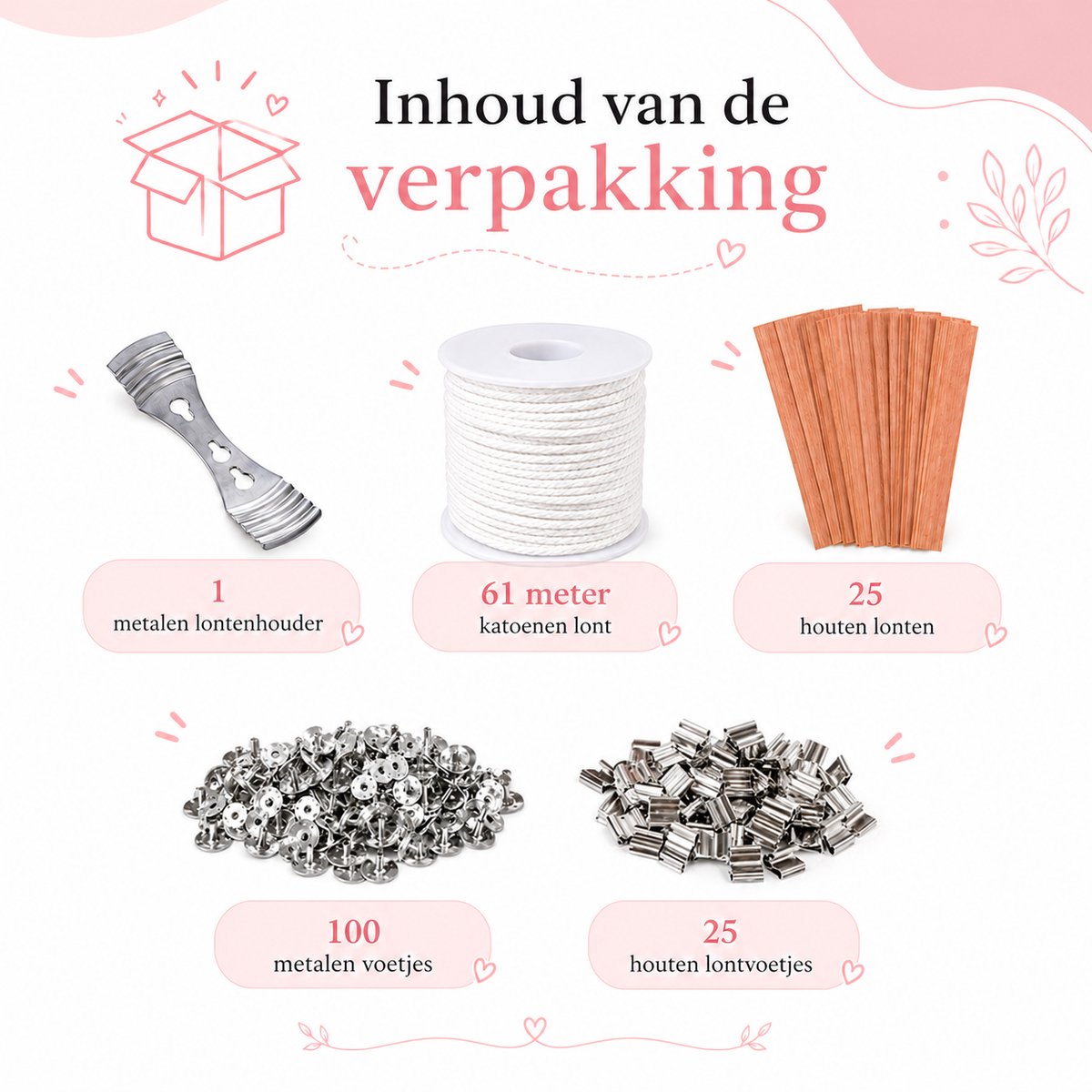 ZoeZo Design - 61M Kaarslont Set - Kaarslonten - Wick - Perfect voor beginners - Zelf kaarsen maken - Hobby en creatief - Candle making kit - Starterspakket - Kaarsenlont - DIY - Cadeau — afbeelding 2