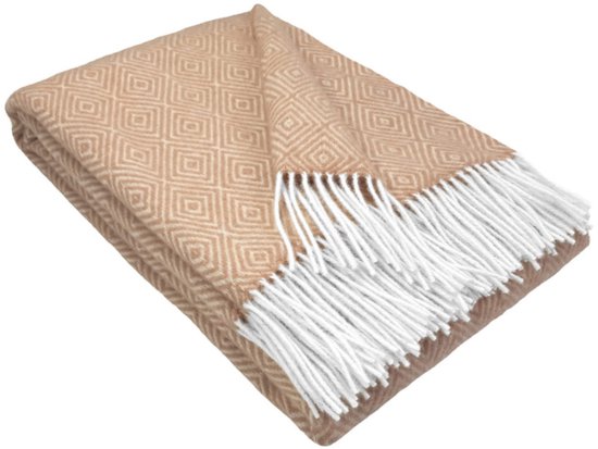 Wollen Plaid - STOCKHOLM - Beige (140x200cm) 100% Wol - Plaids.shop®