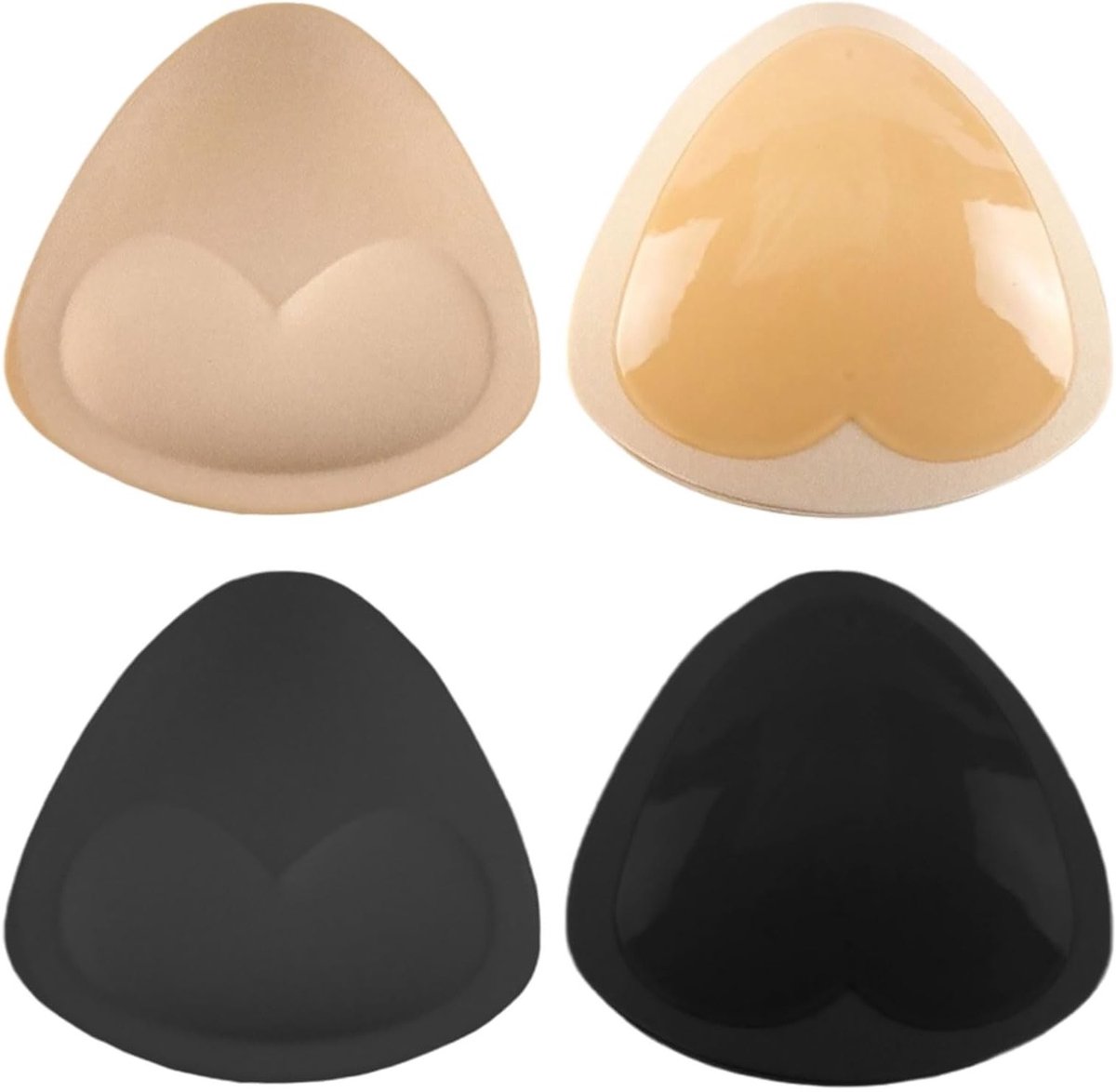 Adhesieve Bh-inserts, Siliconen Borstvergroters voor Push-Up Effect, Geschikt voor Ondergoed, Bikini en Badmode - Zwart en Beige, 2 Pairs