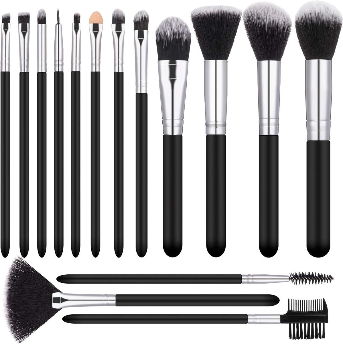 Professionele Make-up Kwasten Set van 15 Stuks - Premium Synthetische Foundation, Poeder, Blush en Oogschaduw Kwasten voor Perfecte Make-up Resultaten
