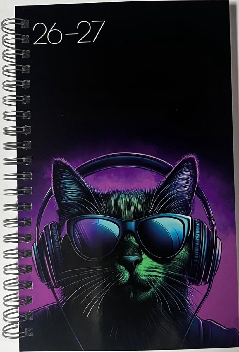 Ryam - Schoolagenda 2026/2027 - Cool Cat - A5 - Spiraal - Weekoverzicht
