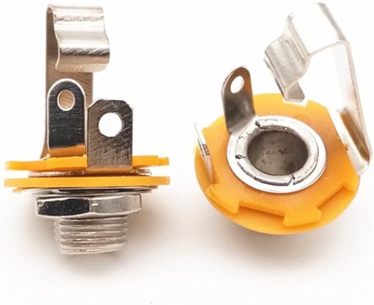 2 Stuks 1/4 Inch Female Guitar Input Jack - 6.35mm TS Mono Paneelmontage Socket met Moer en Ring voor Geluidsapparatuur en Gitaren