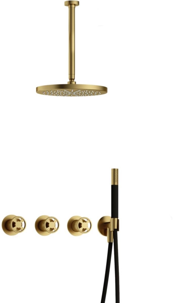 Hotbath Cobber - CW7067 - Inbouw Regendoucheset - Geborsteld Messing PVD - 2 Stopkranen -