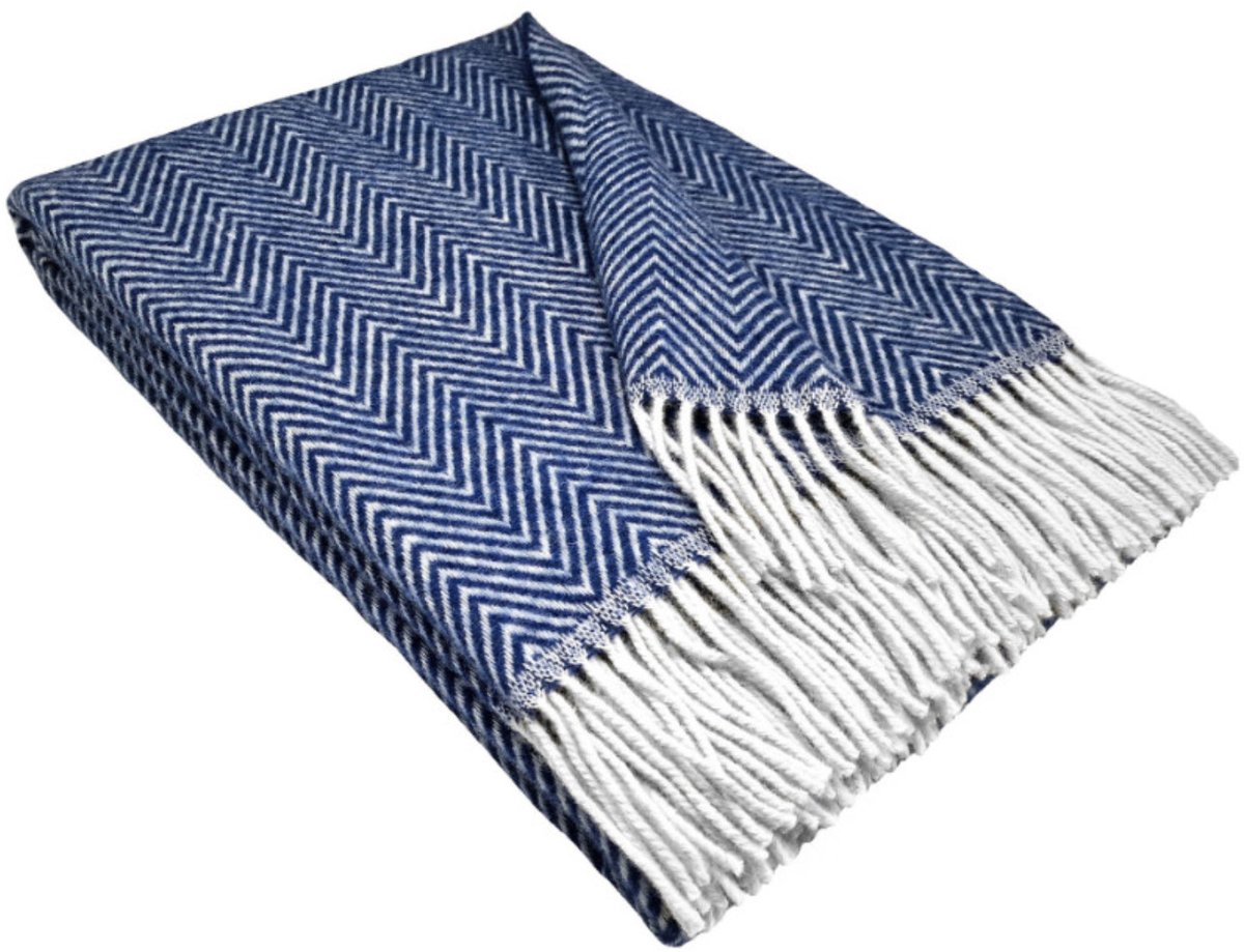 Wollen Plaid - HELSINKI - Blauw (140x200cm) 100% Wol - Plaids.shop®