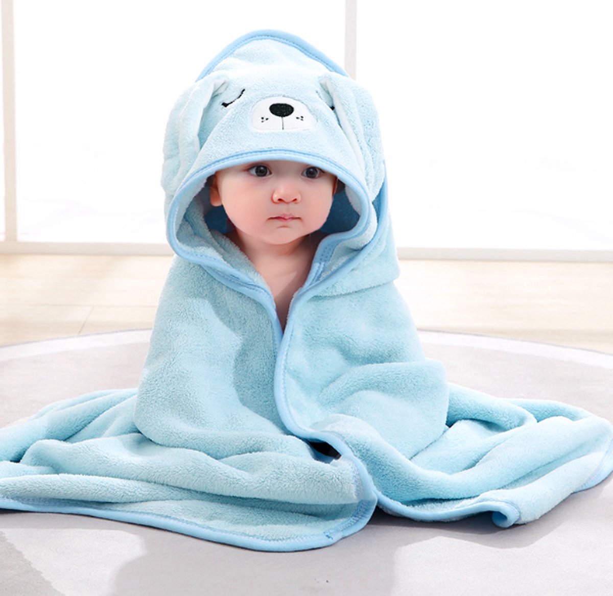 Badcape | Hond | Zachte Fleece | Wikkeldeken | Doek | Capuchon | Baby | Kind | Kraamcadeau