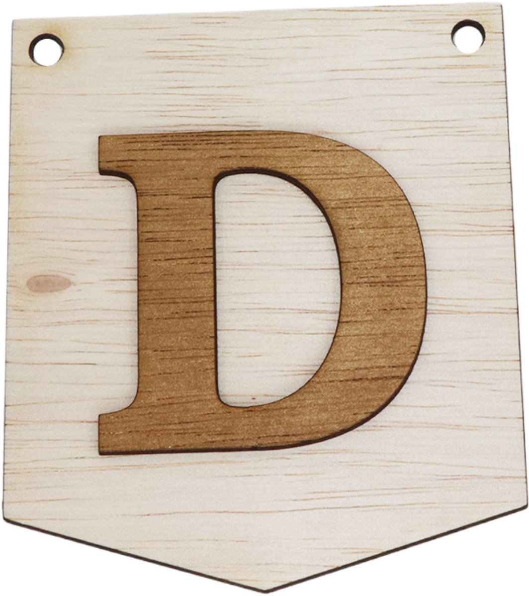 3D Houten Letter D – Gepersonaliseerde Slingers & Vlaggenlijnen Zelf Samenstellen | Duurzame Decoratie