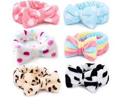 Pack of 6 Bows Hair Band Spa Hair Band Bow Hair Band Women Makeup Headband for Hairizone Face Soft and Cute Big Bows - ShopVlot