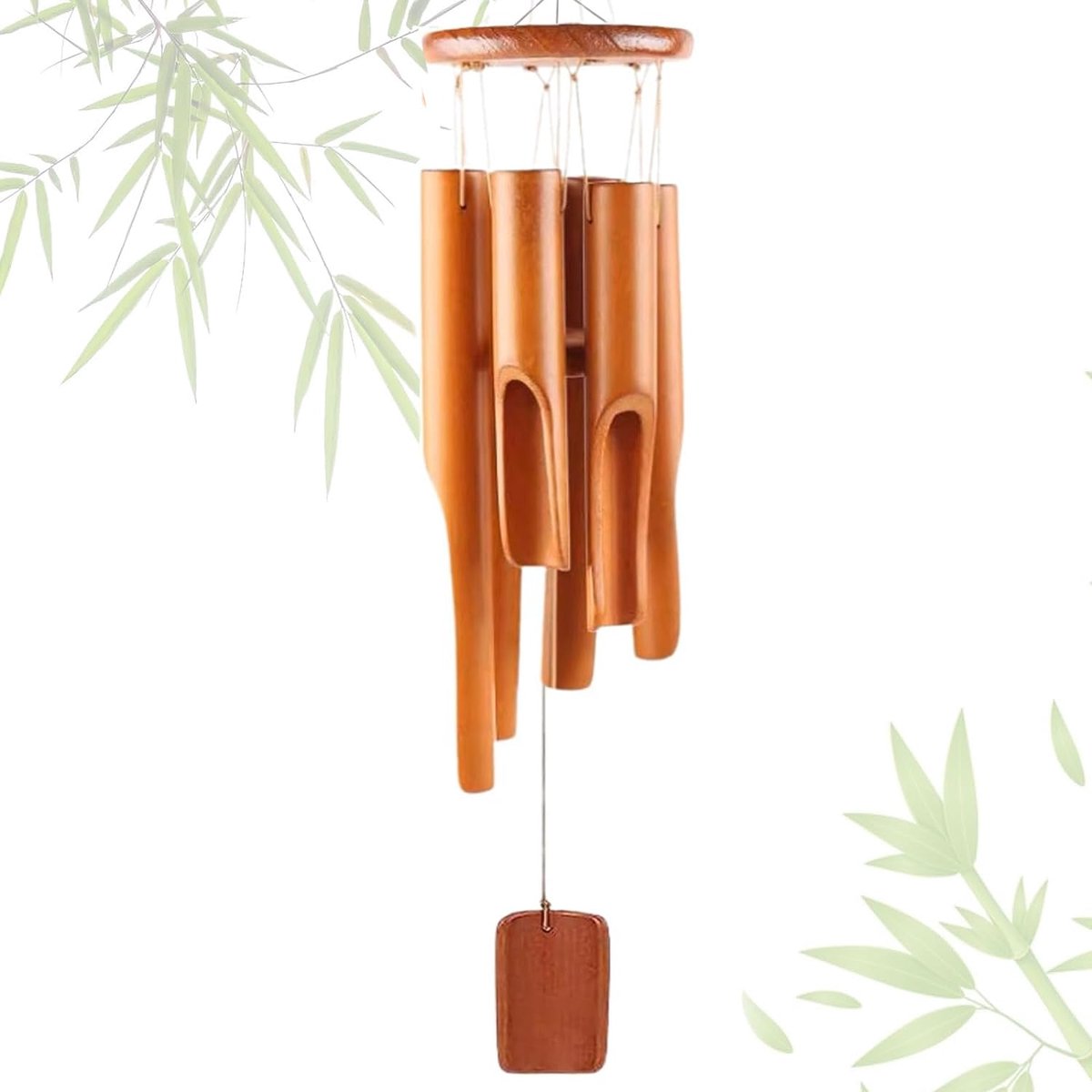 carmdering - Windgong - Bamboe Windgong - Tuindecoratie - 75 cm, handgemaakt, 6 bamboe buizen - Natuurlijk zacht geluid, verlicht stress - Perfect cadeau voor moeder - Duurzaam en milieuvriendelijk