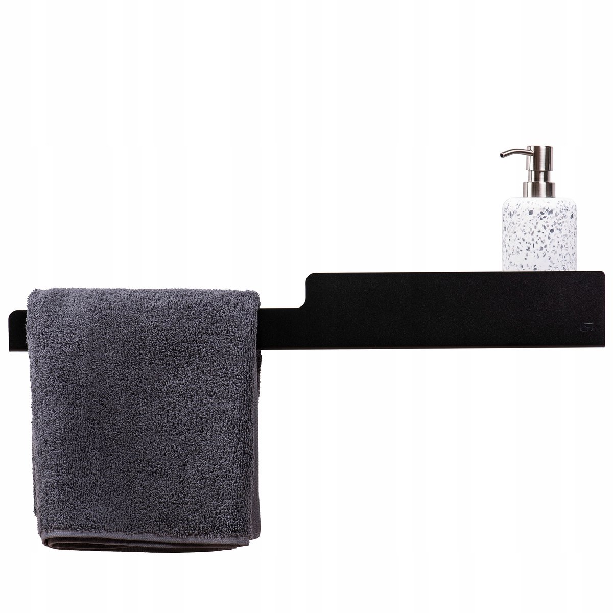 SlowDeco NAOMI - Badkamerplank - Handdoekhouder links - 60 cm - Zwart - Aluminium
