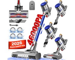 Elekiatech Steelstofzuiger - 46000Pa - 50 Minuten Gebruikstijd - 8 Kegel Filtersysteem Steelstofzuiger Draadloos - 1,5 L Stofbak - 2200 mAh Accu - voor Tapijten en Harde Vloere - Blauw